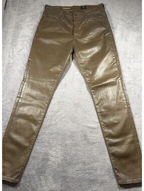 AG Adriano Goldschmied The Farrah Skinny Gold Coated Jeans Womens 30